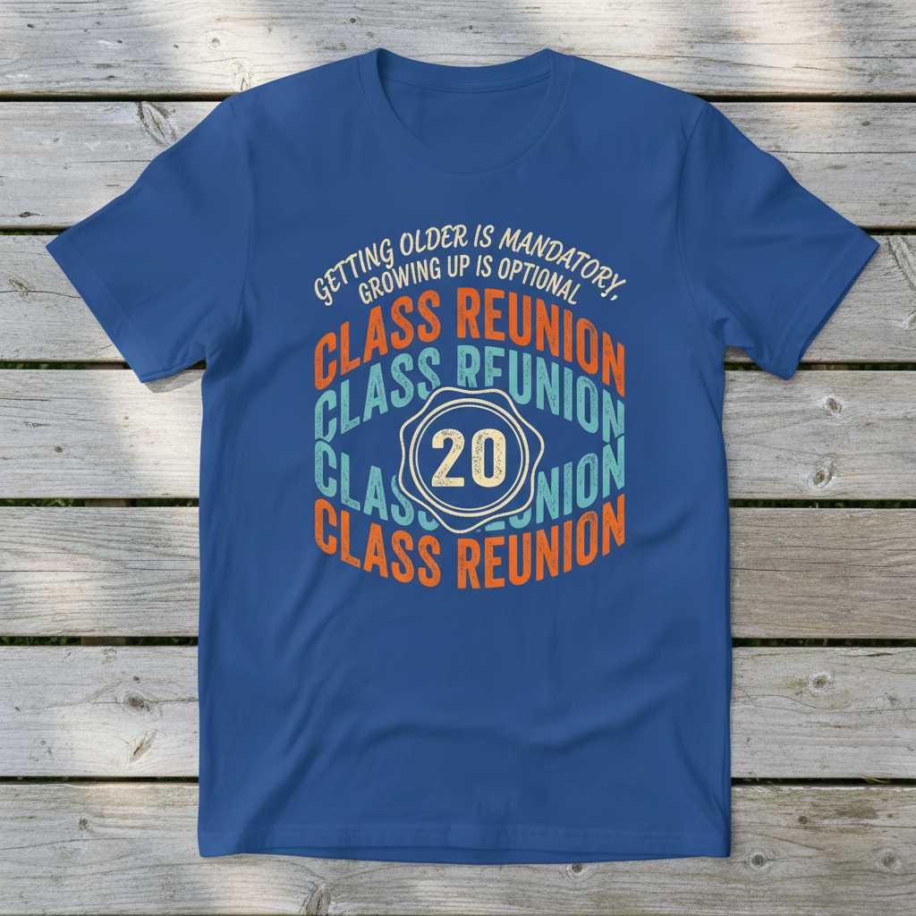 Getting Older Is Mandatory Growing Up Is Optional Class Reunion 20 Vintage T-Shirt, Novelty Tee Souvenir