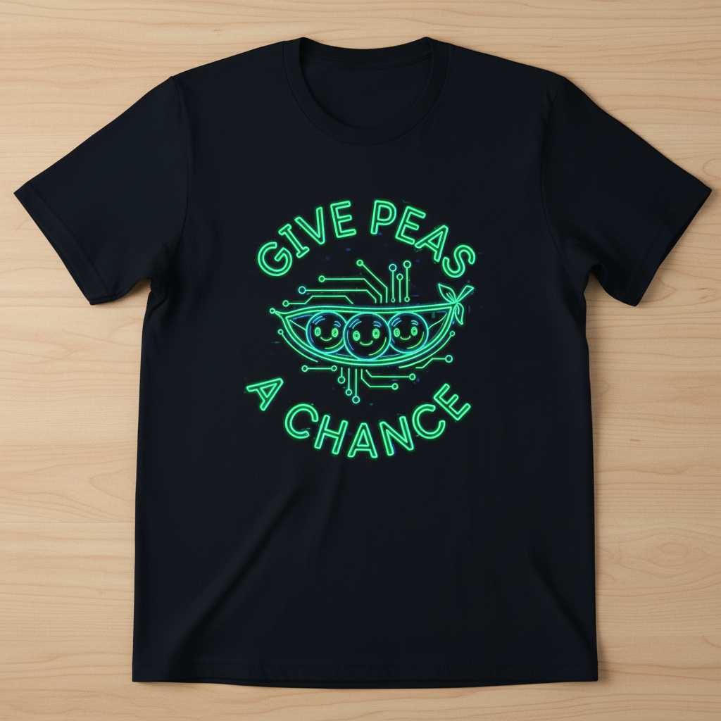 Give Peas A Chance Graphic T-Shirt, Funny Pun Tee Merch Novelty Gift Idea