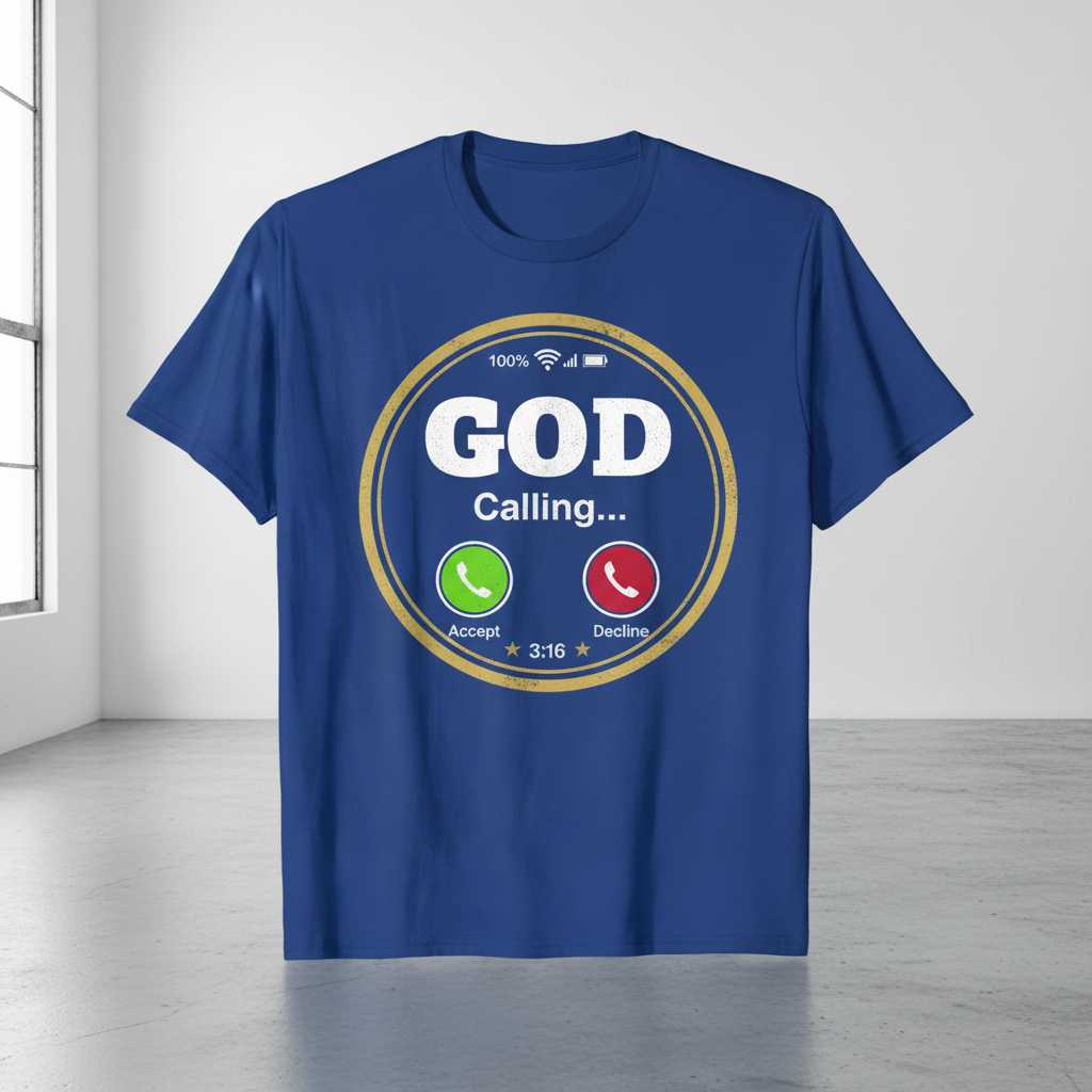 God Calling Distressed T-Shirt, John 3-16 Christian Novelty Tee Present