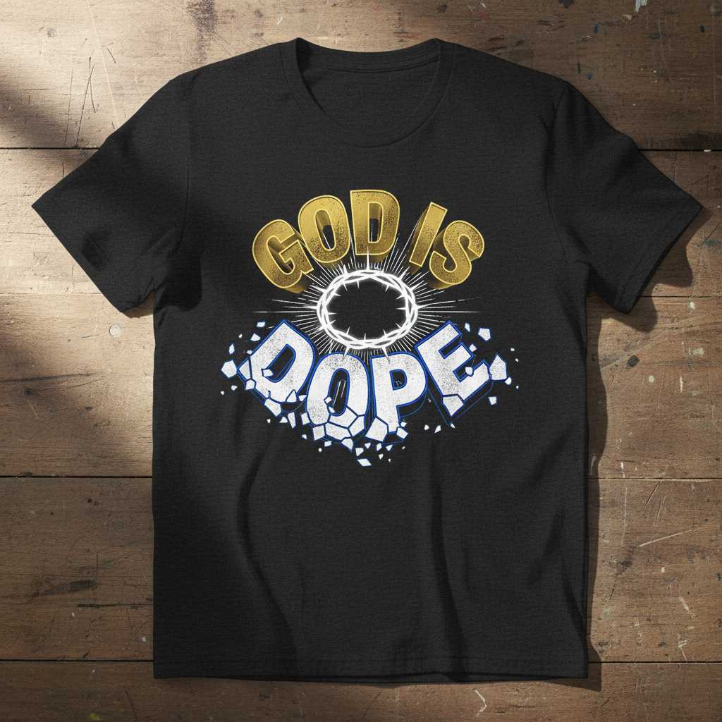 God Is Dope Distressed Graphic T-Shirt Christian Faith Novelty Tee Present