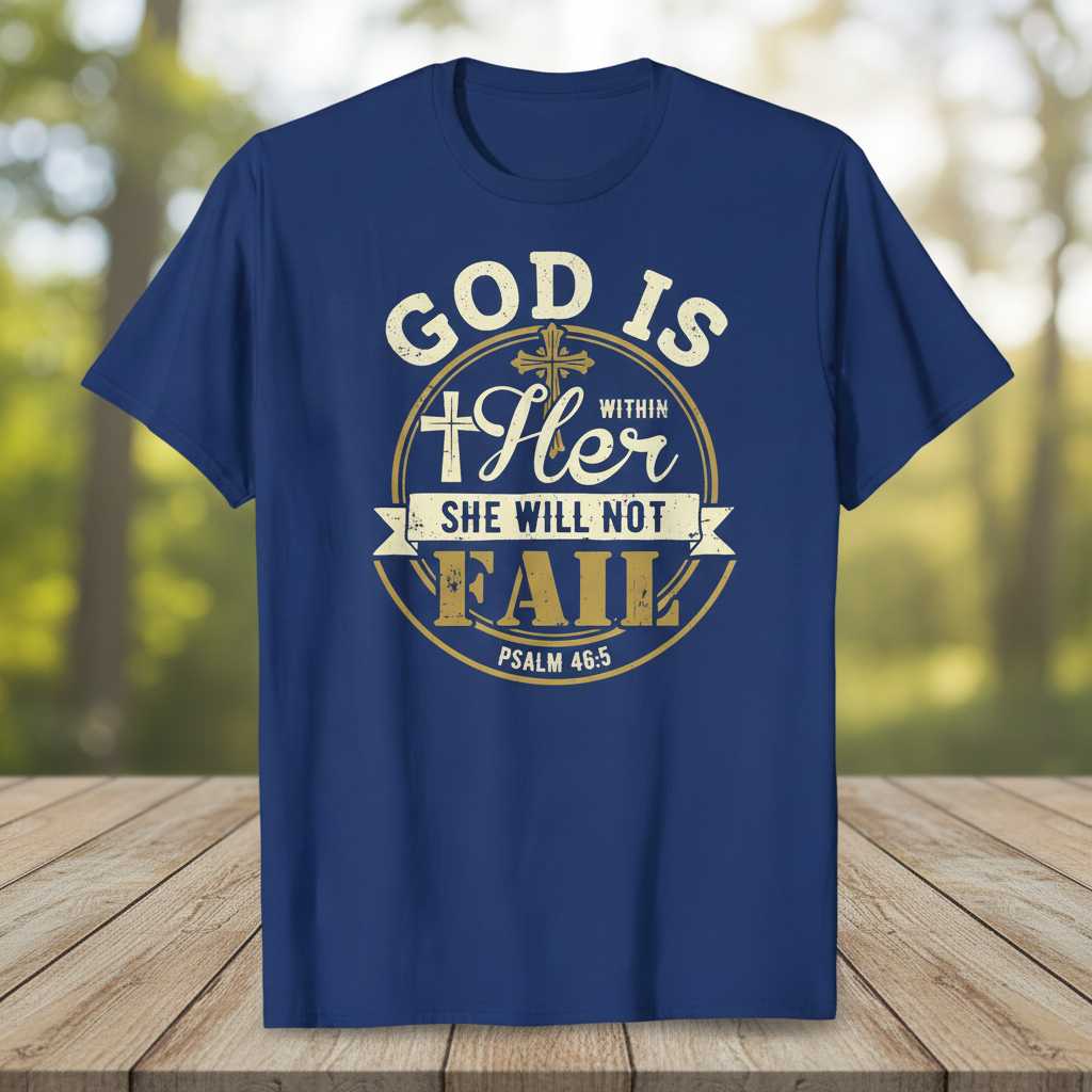 God Is Within Her She Will Not Fail Psalm 46-5 Vintage T-Shirt, Graphic Tee Idea