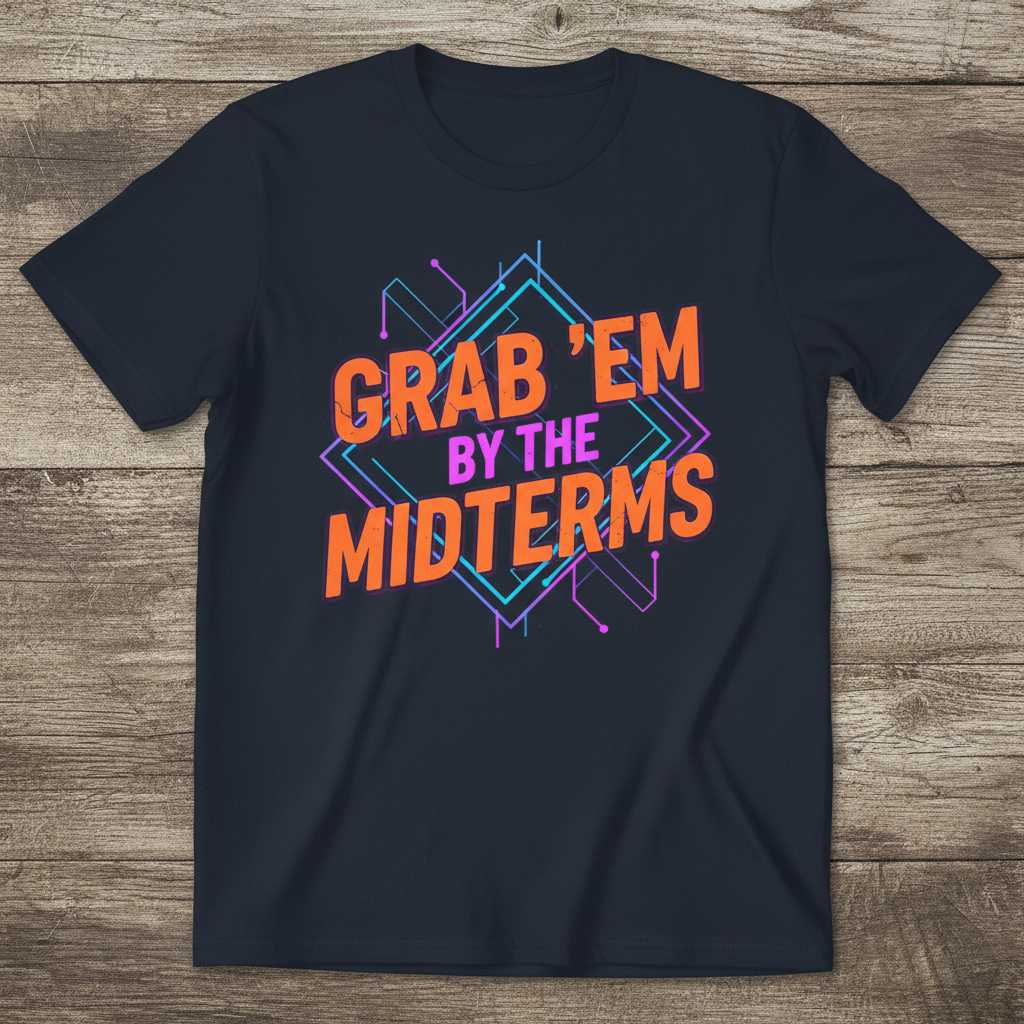 Grab Em By The Midterms Retro T-Shirt, Novelty Graphic Tee Election Wear