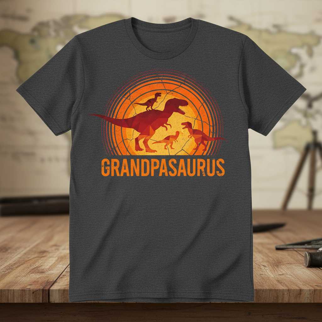Grandpasaurus Retro Vintage T-Shirt, Funny Fathers Day Graphic Tee Idea