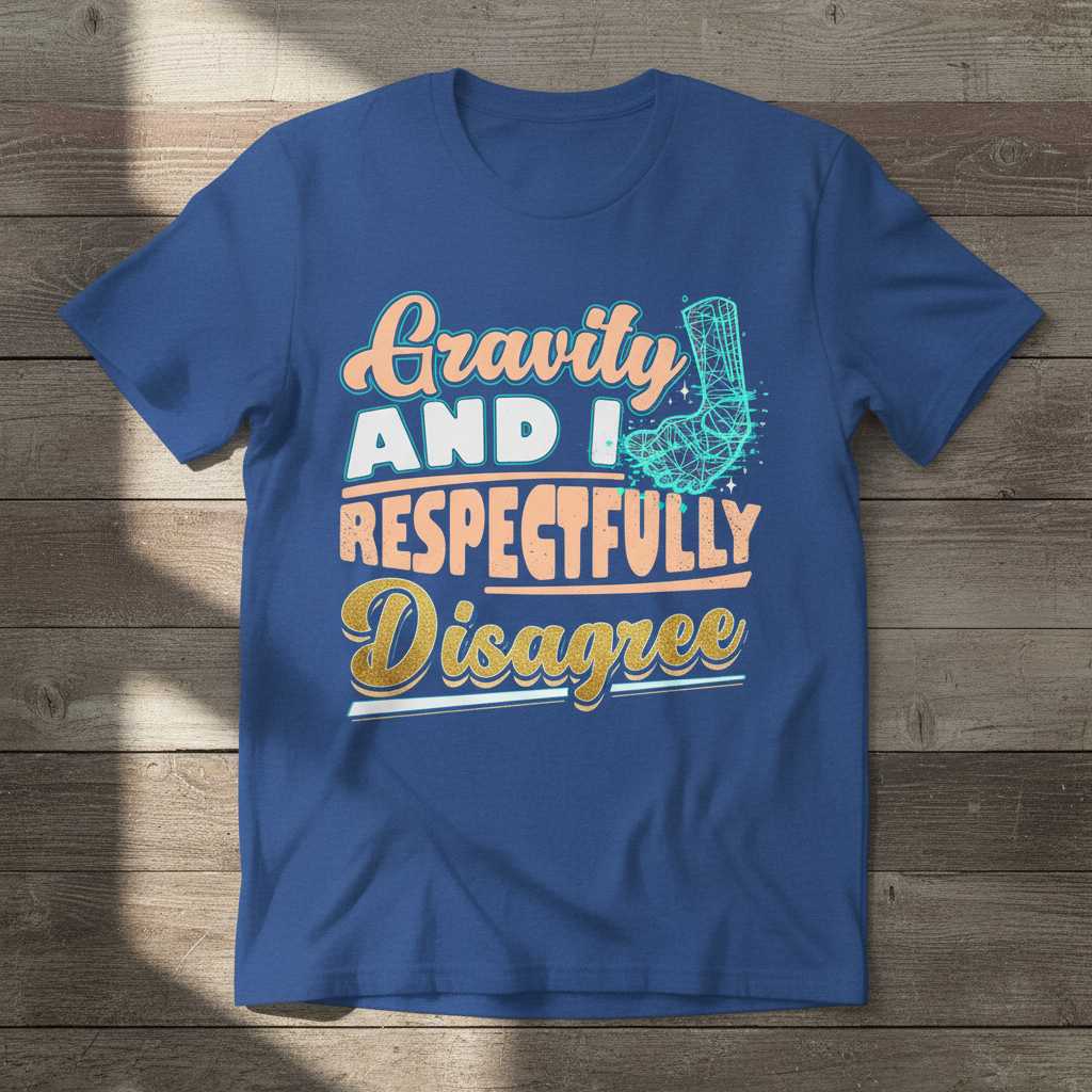 Gravity And I Respectfully Disagree Retro T-Shirt, Funny Broken Ankle Tee