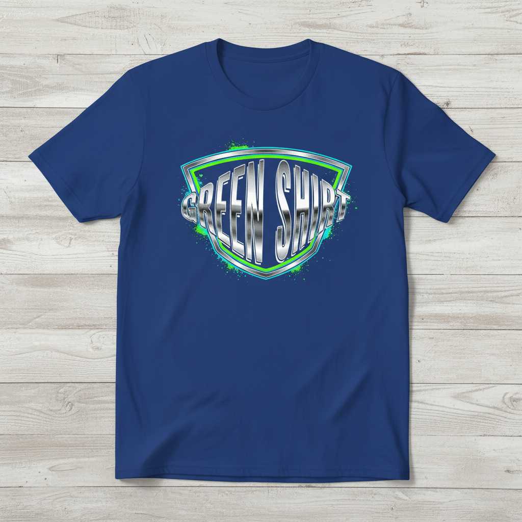 Green Shirt Metallic Retro Shield Graphic T-Shirt, Funny Novelty Tee Merch Idea