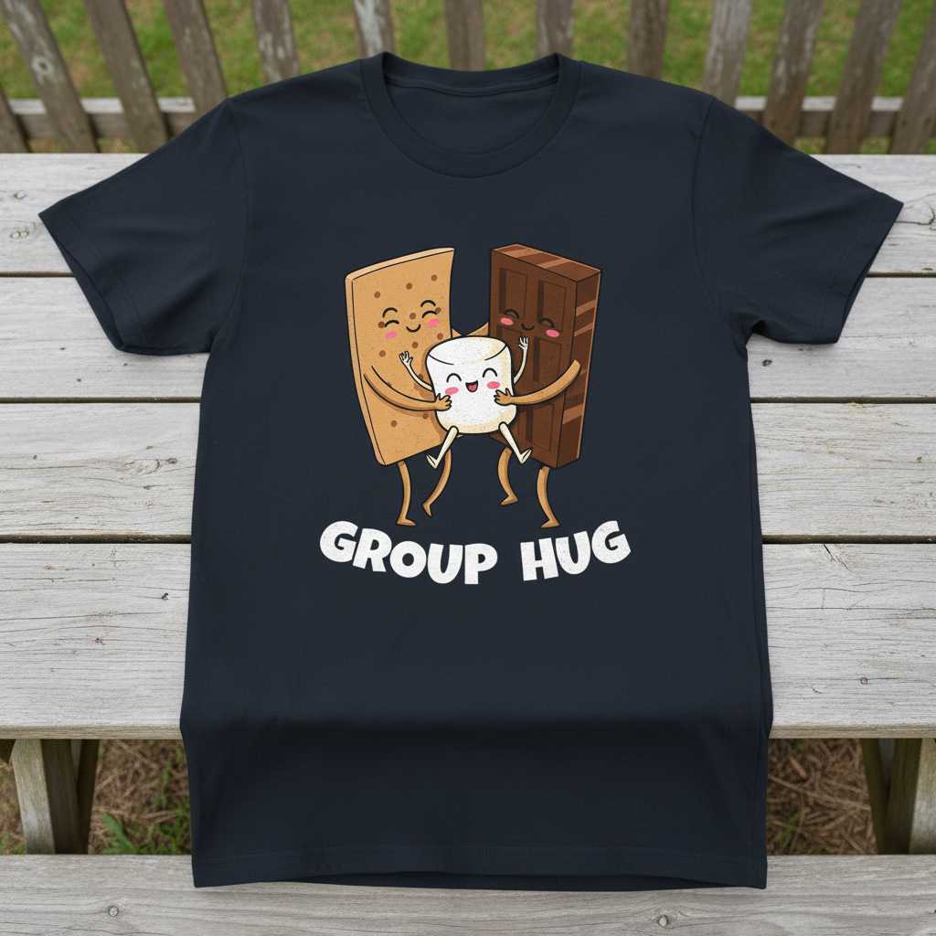 Group Hug Smores Graphic T-Shirt, Funny Summer Camp Nature Tee Present