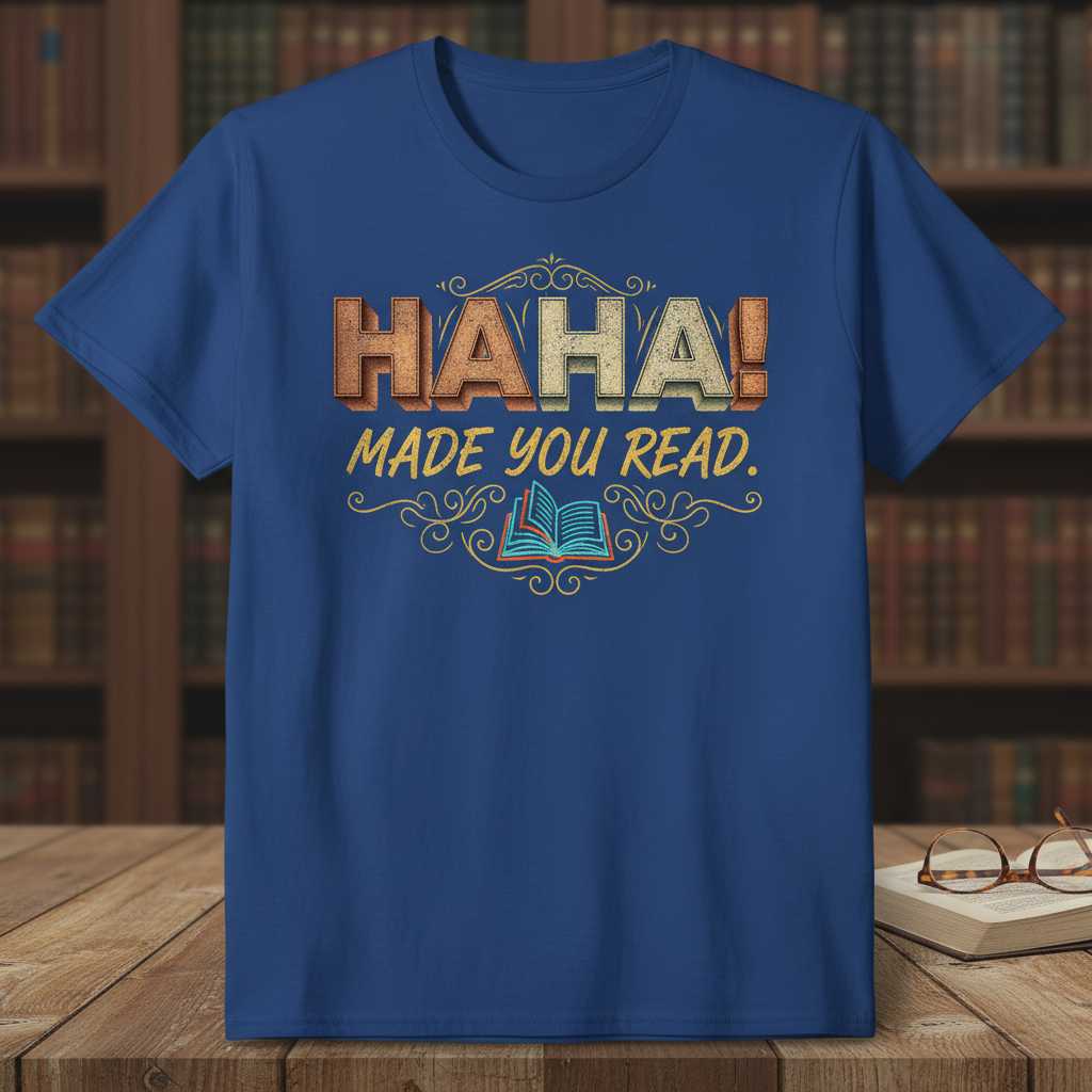 Haha! Made You Read Retro Vintage T-Shirt Funny Novelty Book Tee Merch