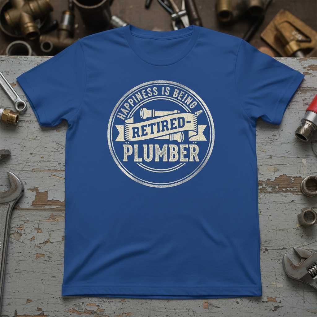 Happiness Is Being A Retired Plumber Vintage Distressed T-Shirt Funny Tee Gear