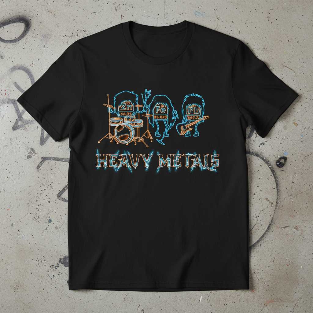 Heavy Metals Science Pun Graphic T-Shirt, Funny Chemistry Tee Gift Idea