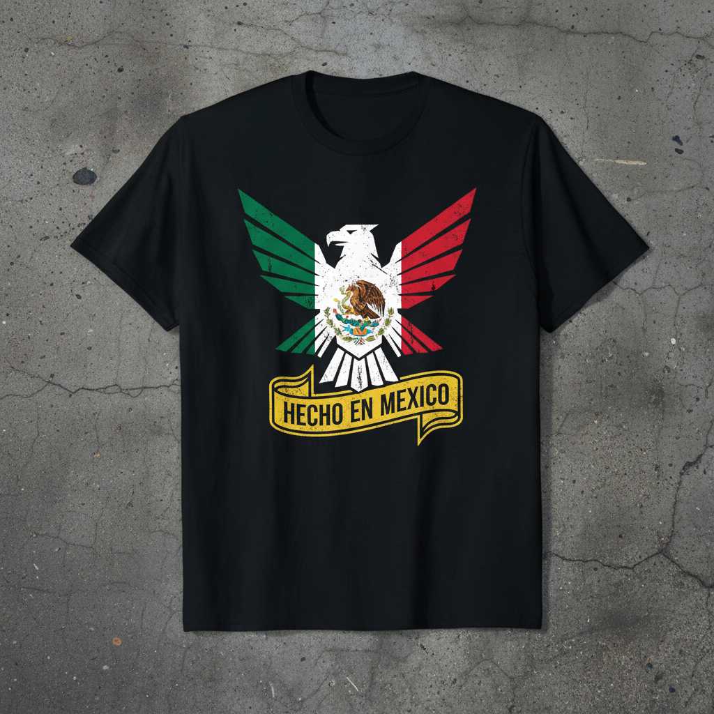 Hecho En Mexico Vintage Distressed T-Shirt, Graphic Mexican Eagle Tee Gear