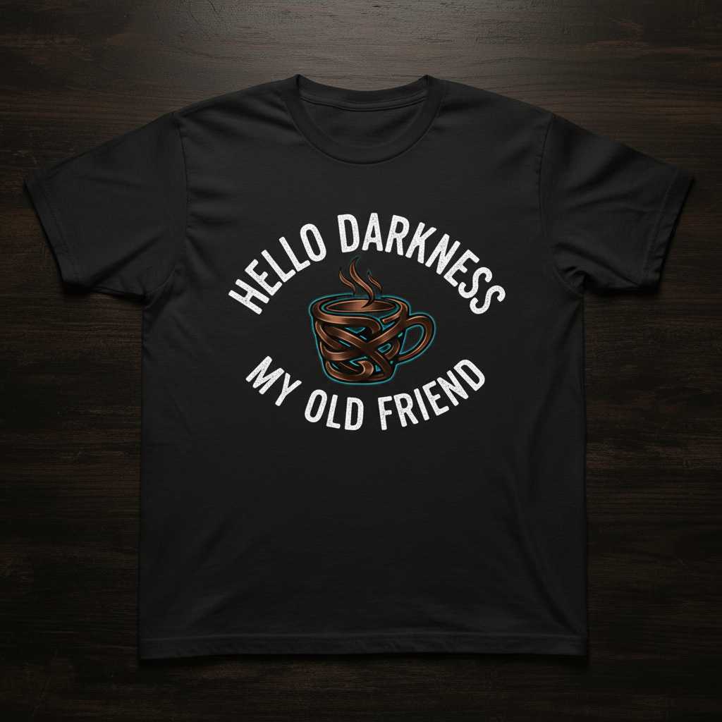 Hello Darkness My Old Friend Vintage T-Shirt, Funny Coffee Graphic Tee Idea