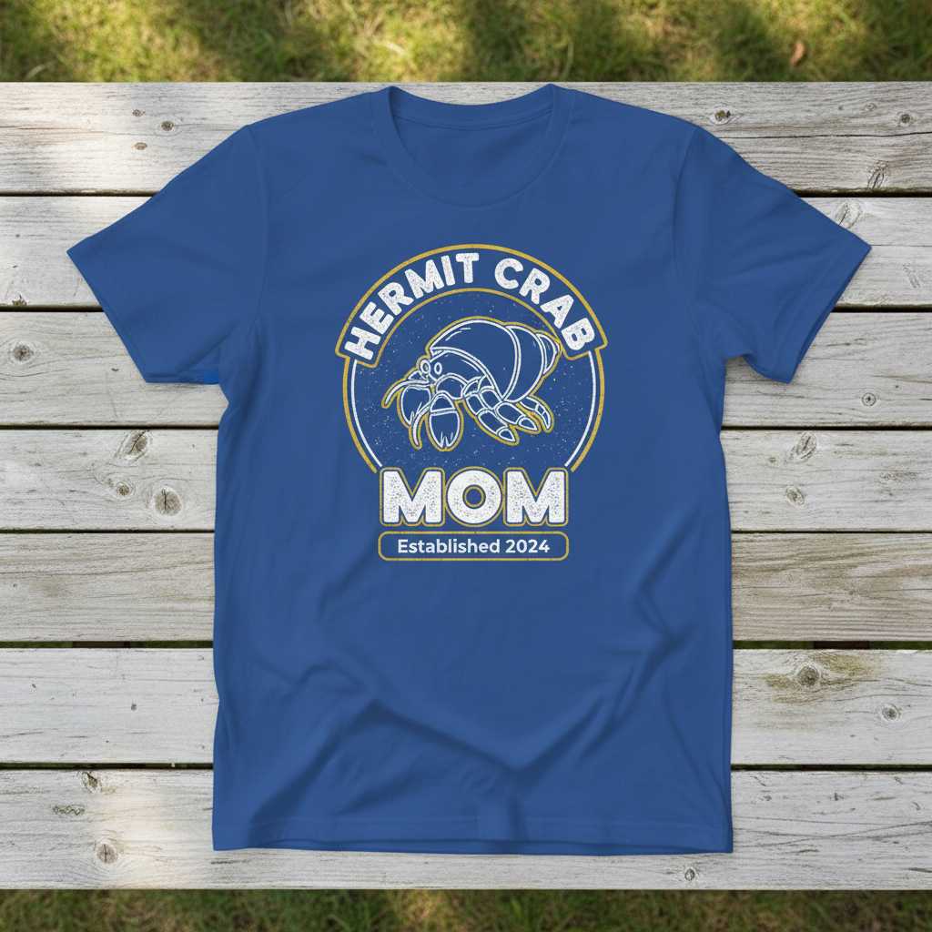 Hermit Crab Mom Established 2024 Retro T-Shirt, Cute Graphic Tee Present