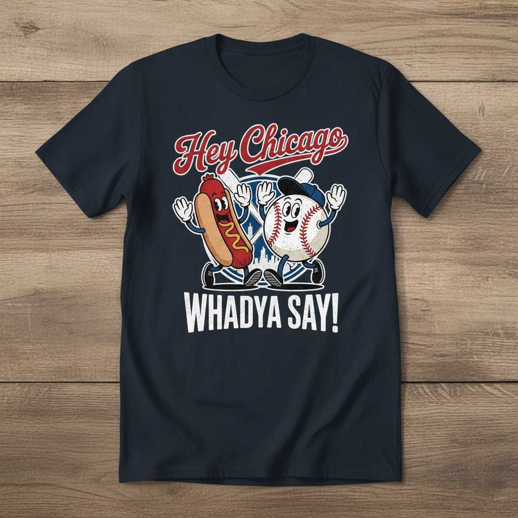 Hey Chicago Whadya Say! Vintage Distressed T-Shirt, Graphic Baseball Tee Gear