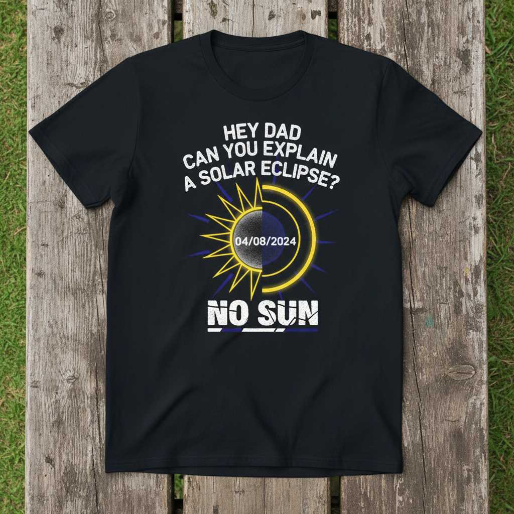 Hey Dad Can You Explain A Solar Eclipse 04-08-2024 No Sun Distressed T-Shirt, Funny Tee Souvenir