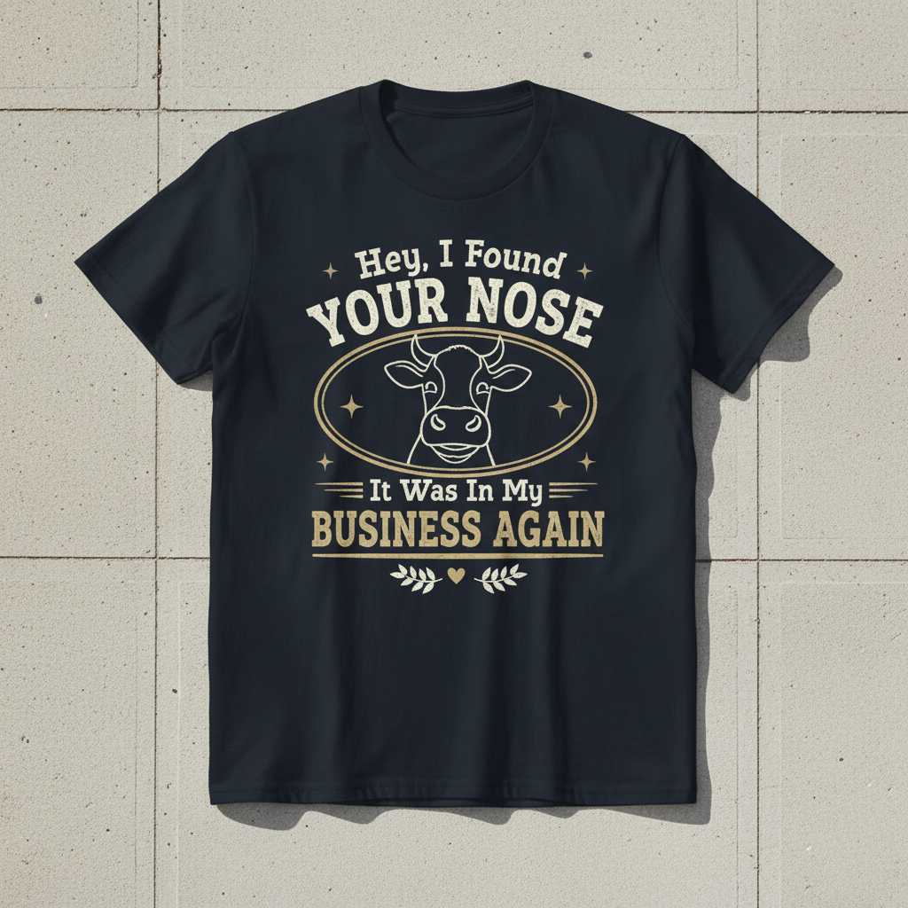 Hey, I Found Your Nose It Was In My Business Again Vintage Cow T-Shirt, Funny Tee