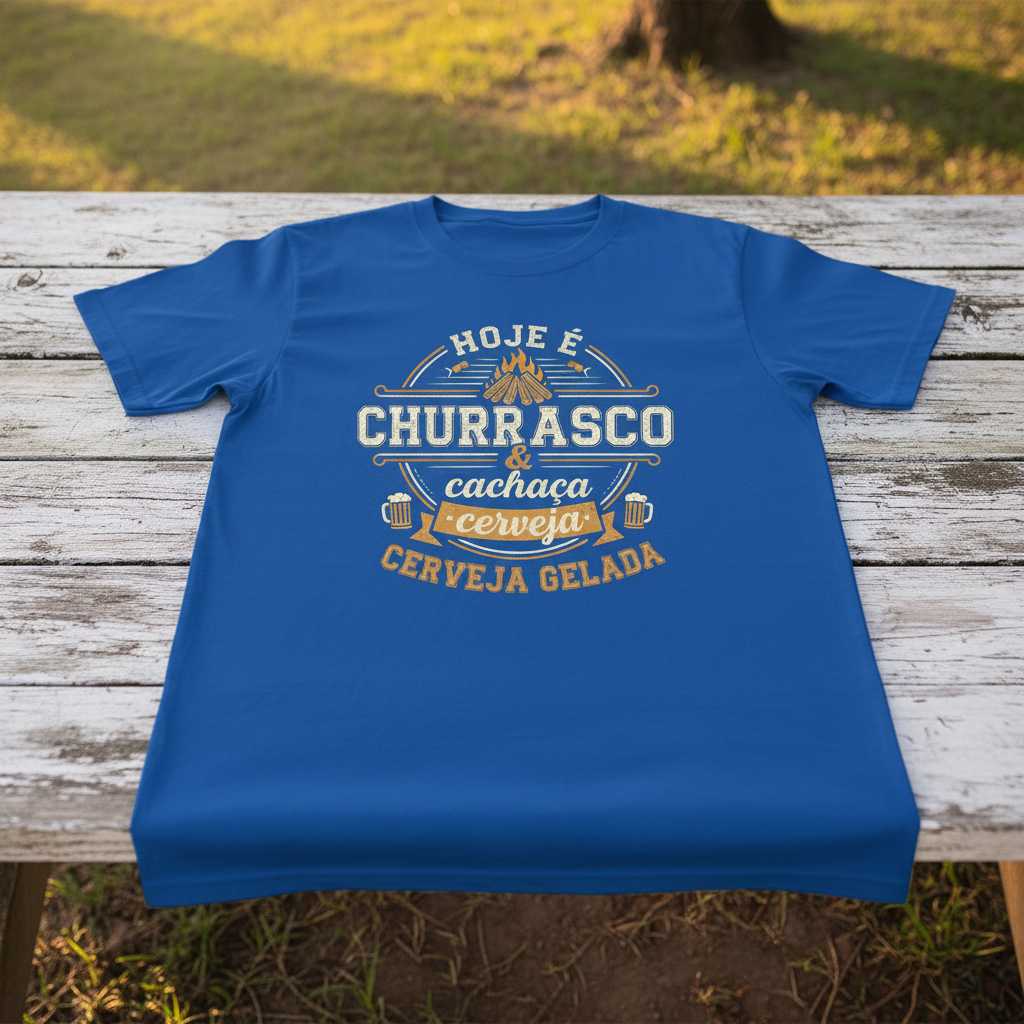 Hoje É Churrasco & Cachaça Cerveja Cerveja Gelada Vintage T-Shirt Graphic Tee