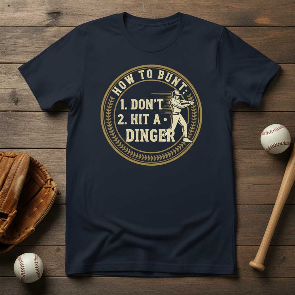 How To Bunt 1. Dont 2. Hit A Dinger Vintage T-Shirt Funny Baseball Tee