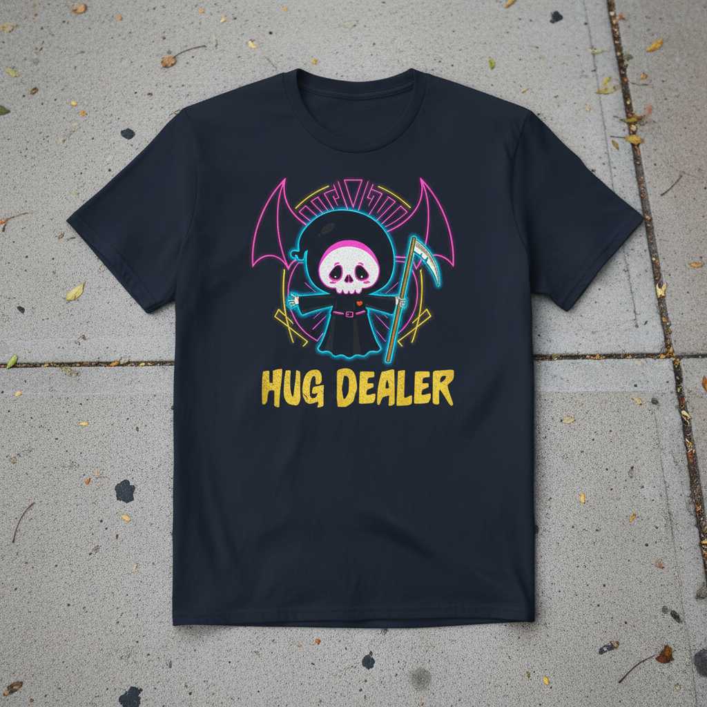 Hug Dealer Cute Grim Reaper Halloween T-Shirt, Funny Graphic Tee Outfit