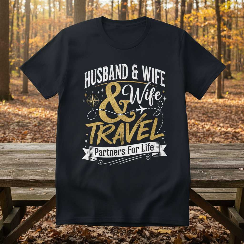 Husband & Wife & Travel Partners For Life T-Shirt, Graphic Vacation Tee Outfit