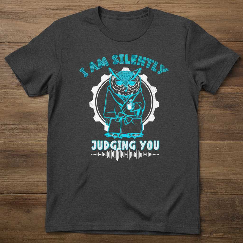I Am Silently Judging You Distressed Owl Coffee Graphic T-Shirt, Funny Tee Idea