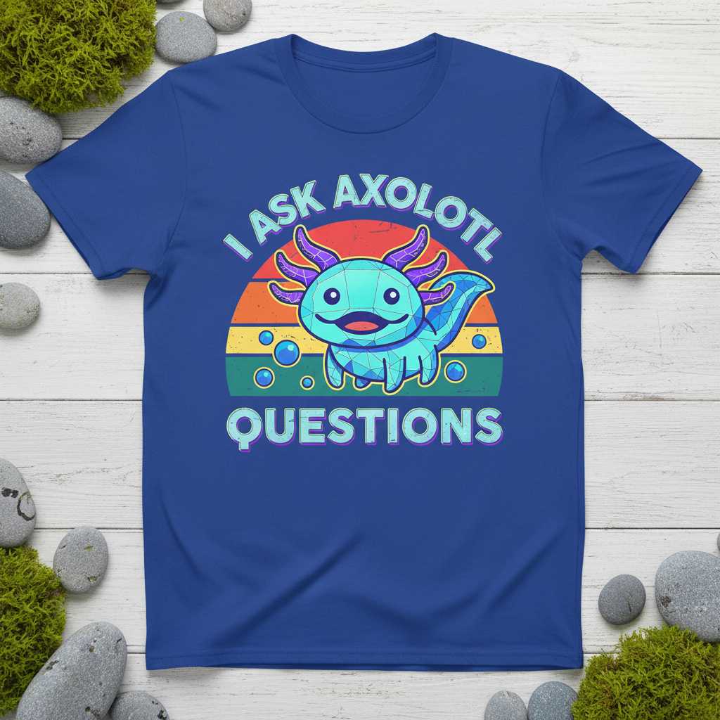 I Ask Axolotl Questions Retro Vintage T-Shirt, Funny Graphic Tee Present Idea