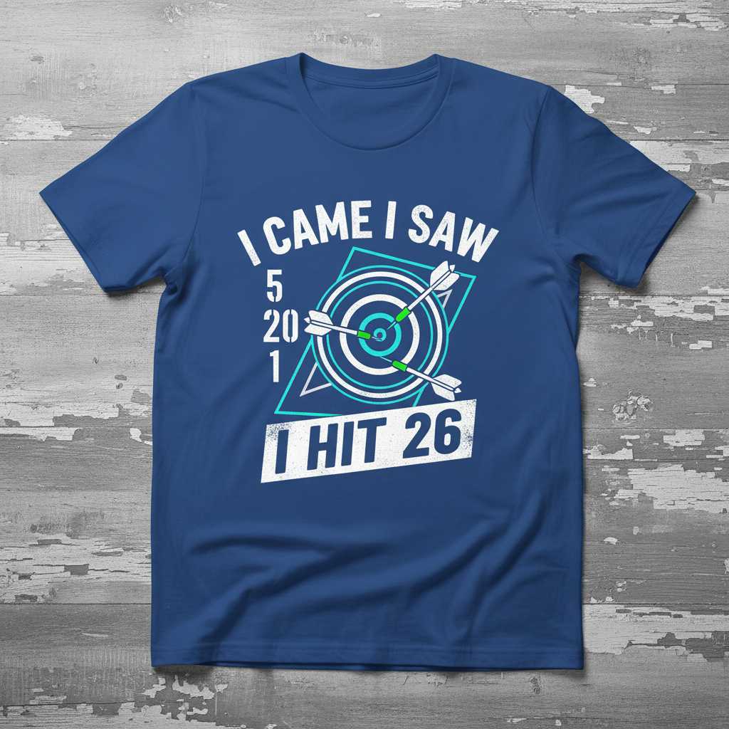 I Came I Saw I Hit 26 Distressed Darts T-Shirt, Funny Graphic Tee Gear
