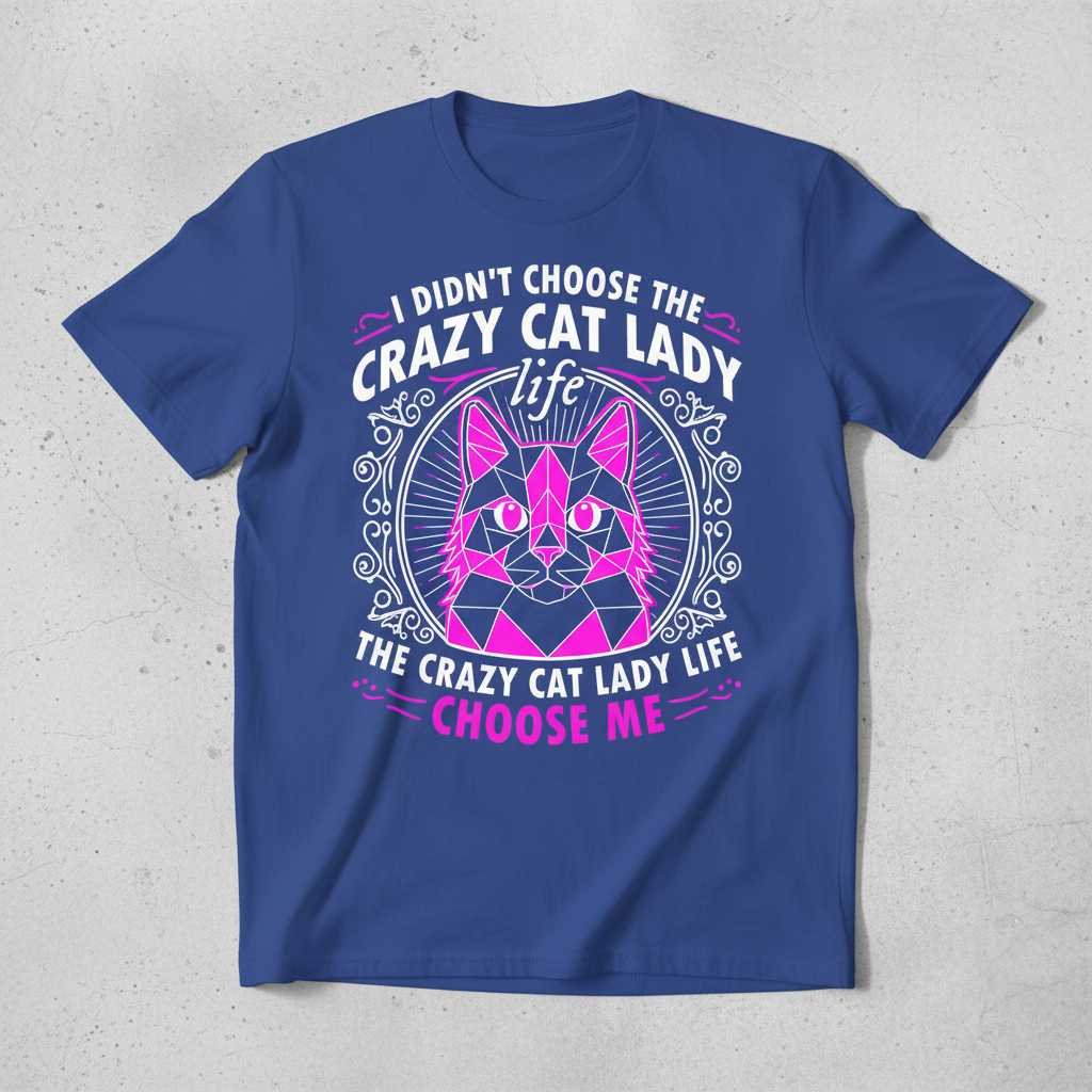 I Didnt Choose The Crazy Cat Lady Life The Crazy Cat Lady Life Choose Me Funny T-Shirt Tee Idea