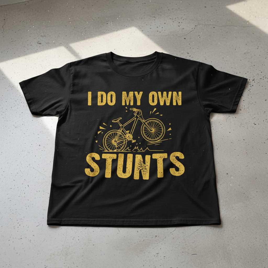 I Do My Own Stunts Vintage Distressed T-Shirt, Funny MTB Tee Graphic Gear