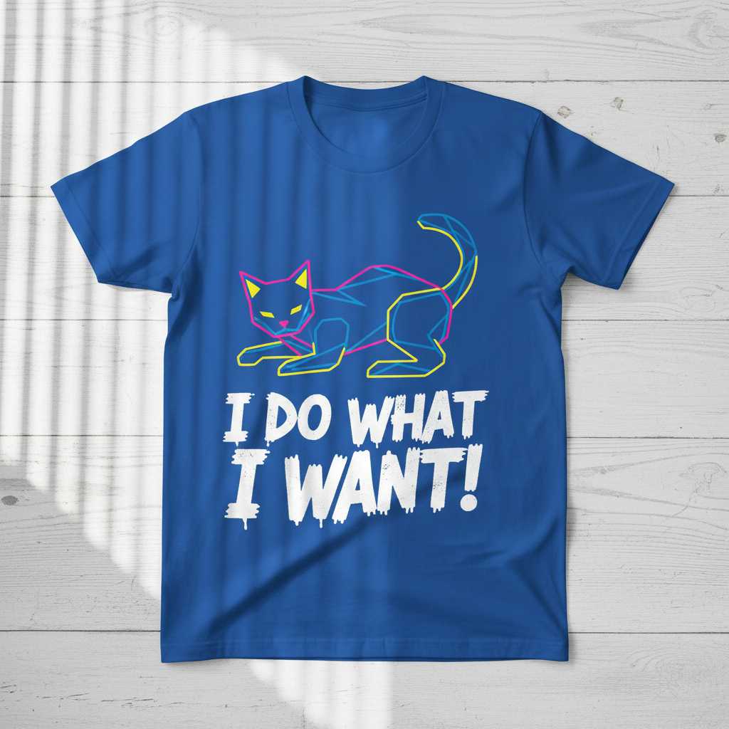 I Do What I Want Distressed Retro Cat T-Shirt, Funny Graphic Tee Novelty Outfit