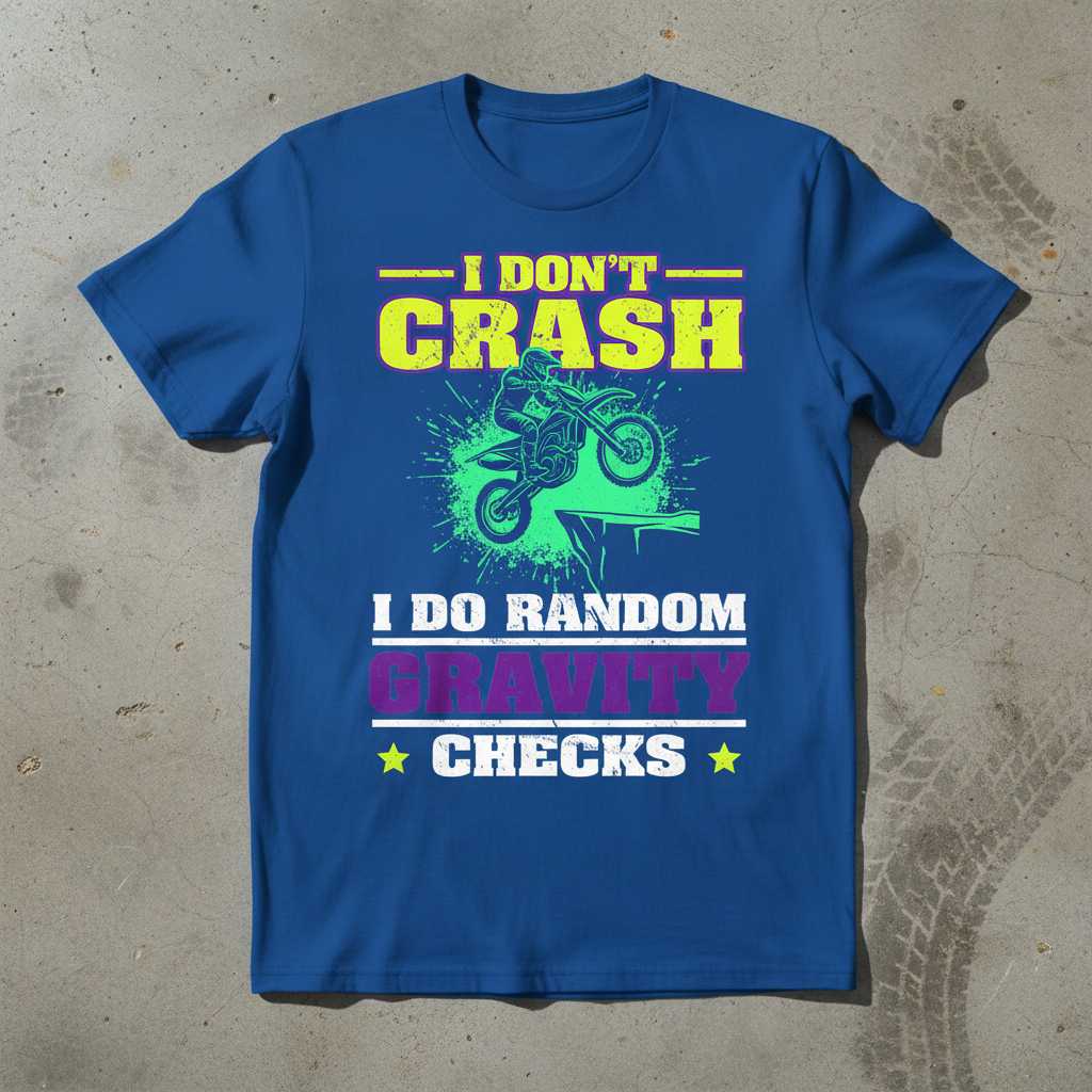I Dont Crash I Do Random Gravity Checks Vintage Motocross T-Shirt, Funny Racing Tee