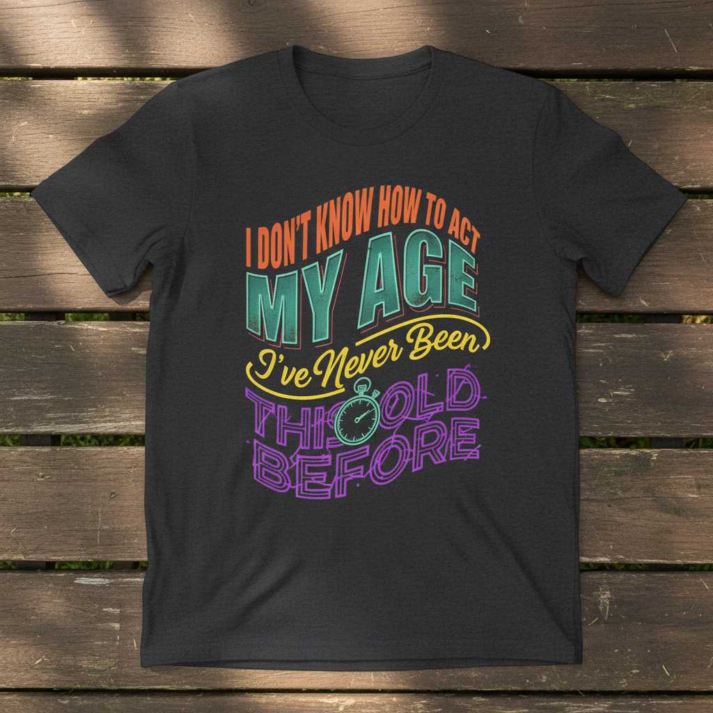I Dont Know How To Act My Age Ive Never Been This Old Before Retro T-Shirt Funny Tee Idea
