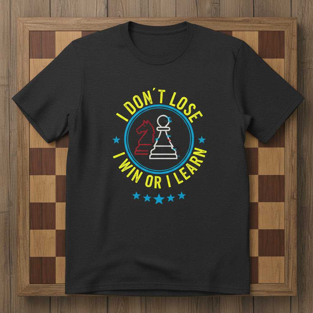 I Dont Lose I Win Or I Learn Chess Player Graphic T-Shirt, Novelty Tee Gear