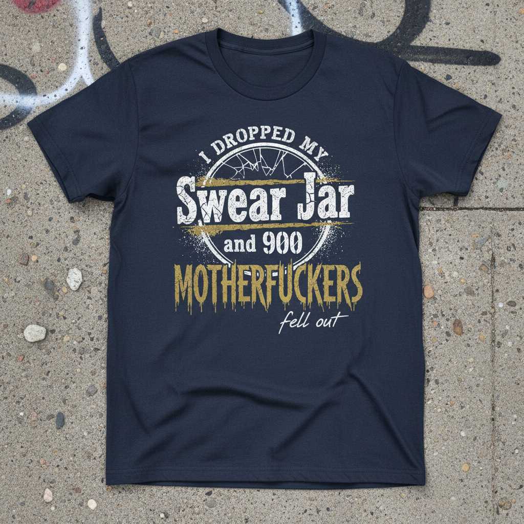 I Dropped My Swear Jar And 900 Motherfuckers Fell Out Distressed T-Shirt Funny Tee