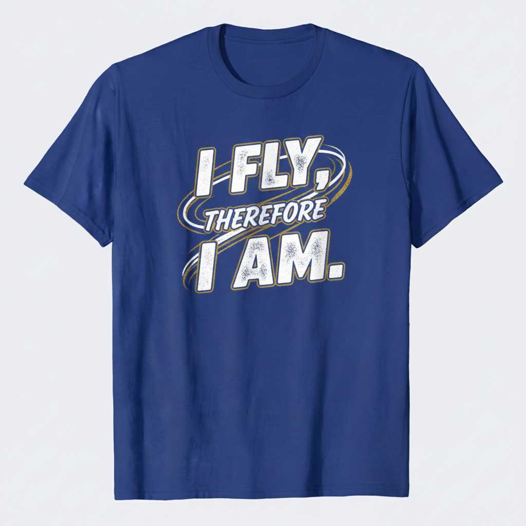 I Fly, Therefore I Am. Distressed Aviation Pilot T-Shirt, Aviator Graphic Tee