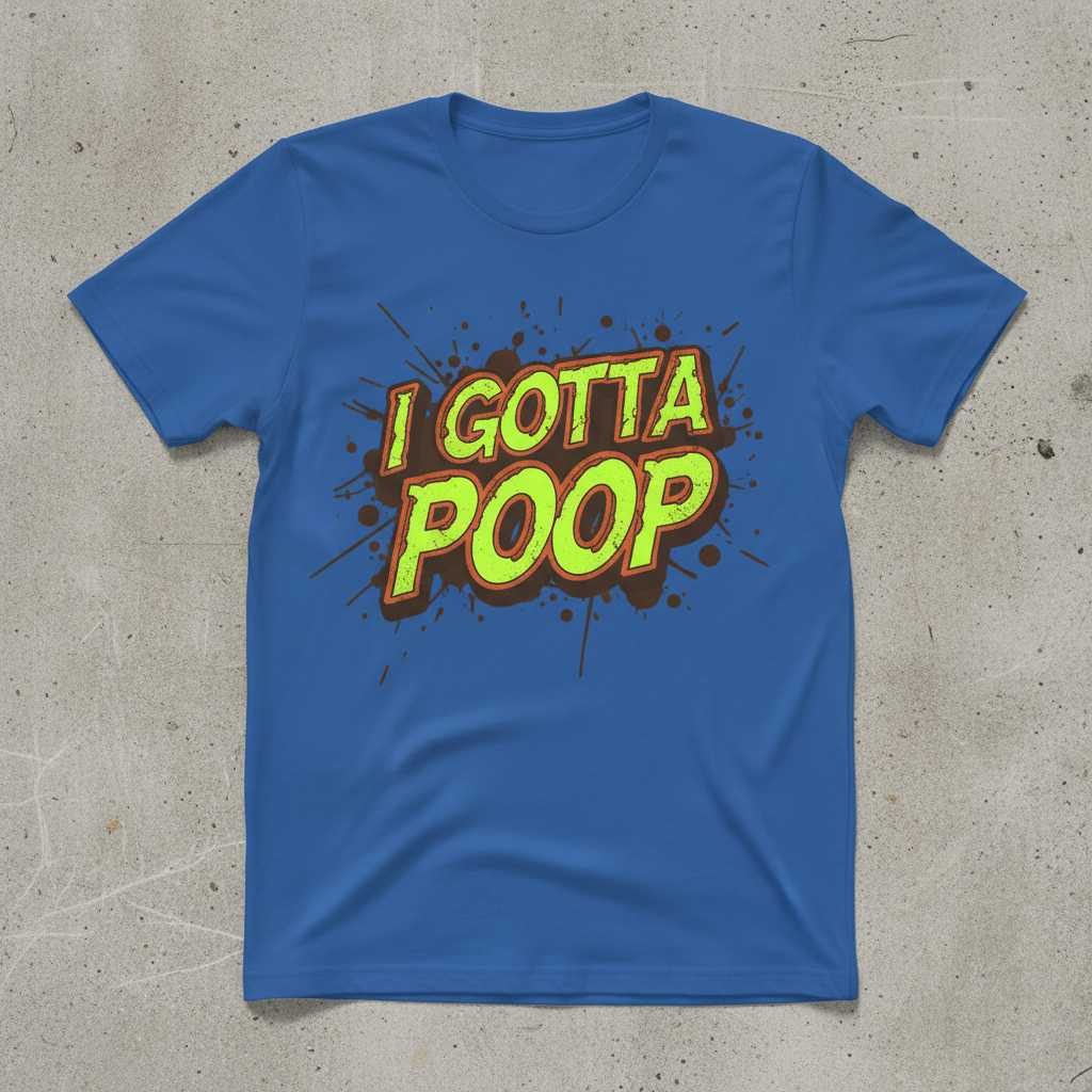 I Gotta Poop Distressed T-Shirt, Funny Comic Novelty Graphic Unisex Tee Idea