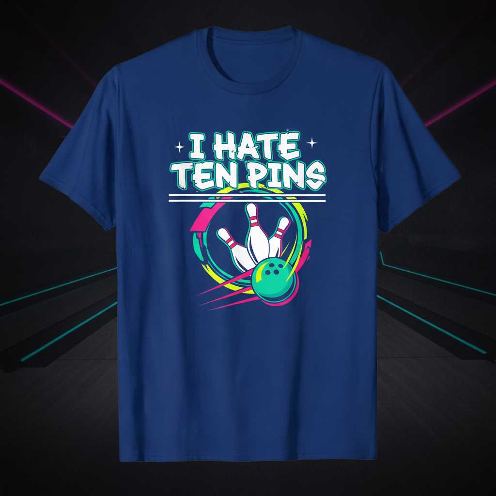I Hate Ten Pins Bowling League Player Retro Graphic T-Shirt, Funny Tee Gear