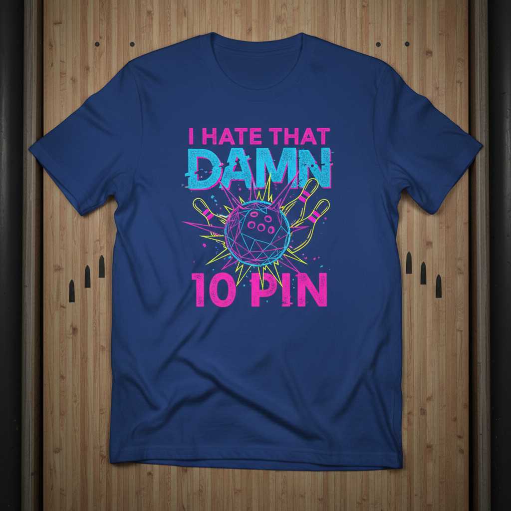 I Hate That Damn 10 Pin Retro Distressed T-Shirt, Funny Bowling Tee Idea