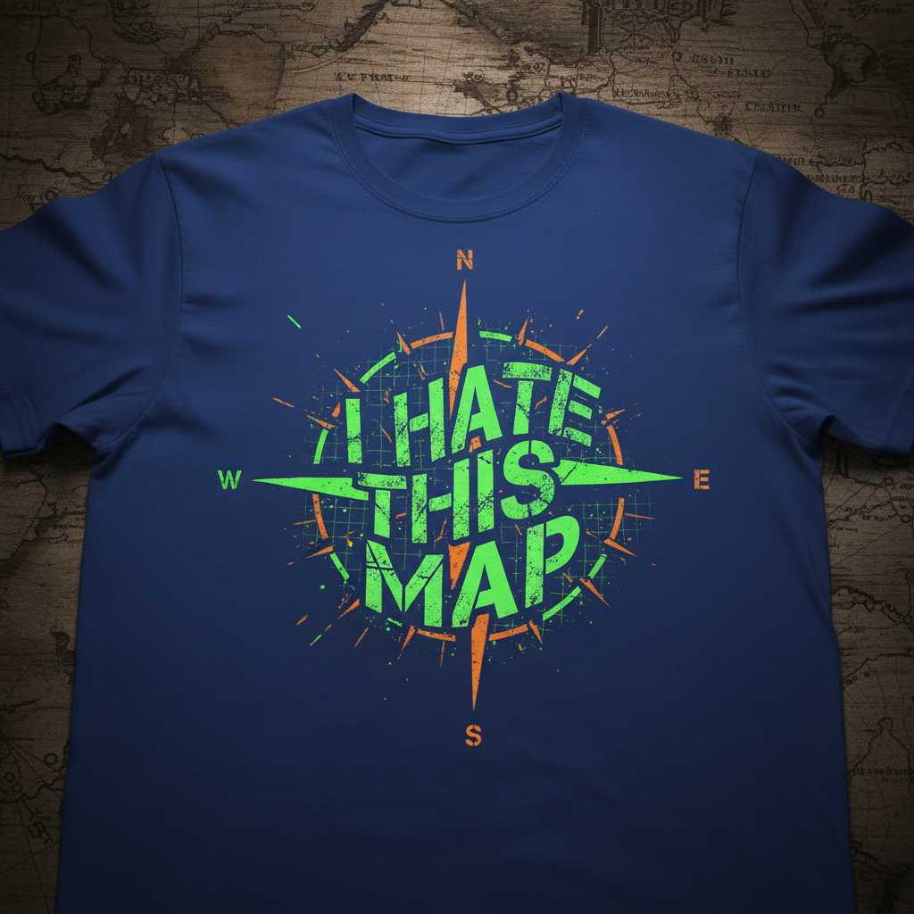I Hate This Map Distressed Gaming T-Shirt, Funny Graphic Tee Present Gear