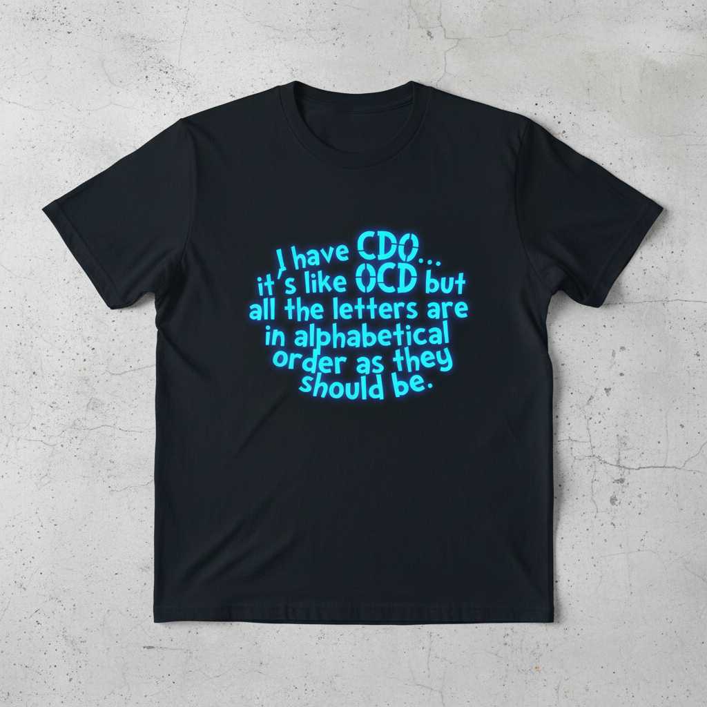 I Have CDO... Its Like OCD But All The Letters Are In Alphabetical Order As They Should Be Distressed T-Shirt Funny Tee