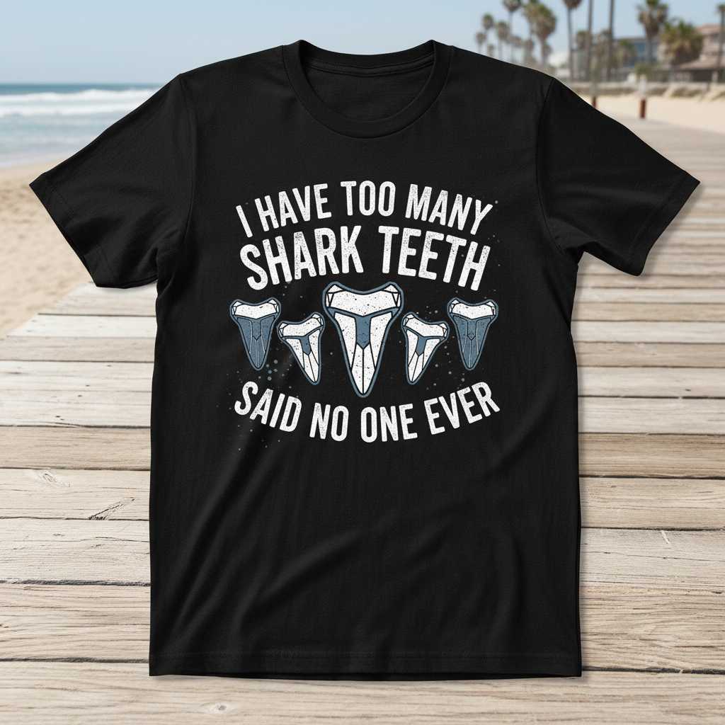 I Have Too Many Shark Teeth Said No One Ever Vintage T-Shirt Funny Tee