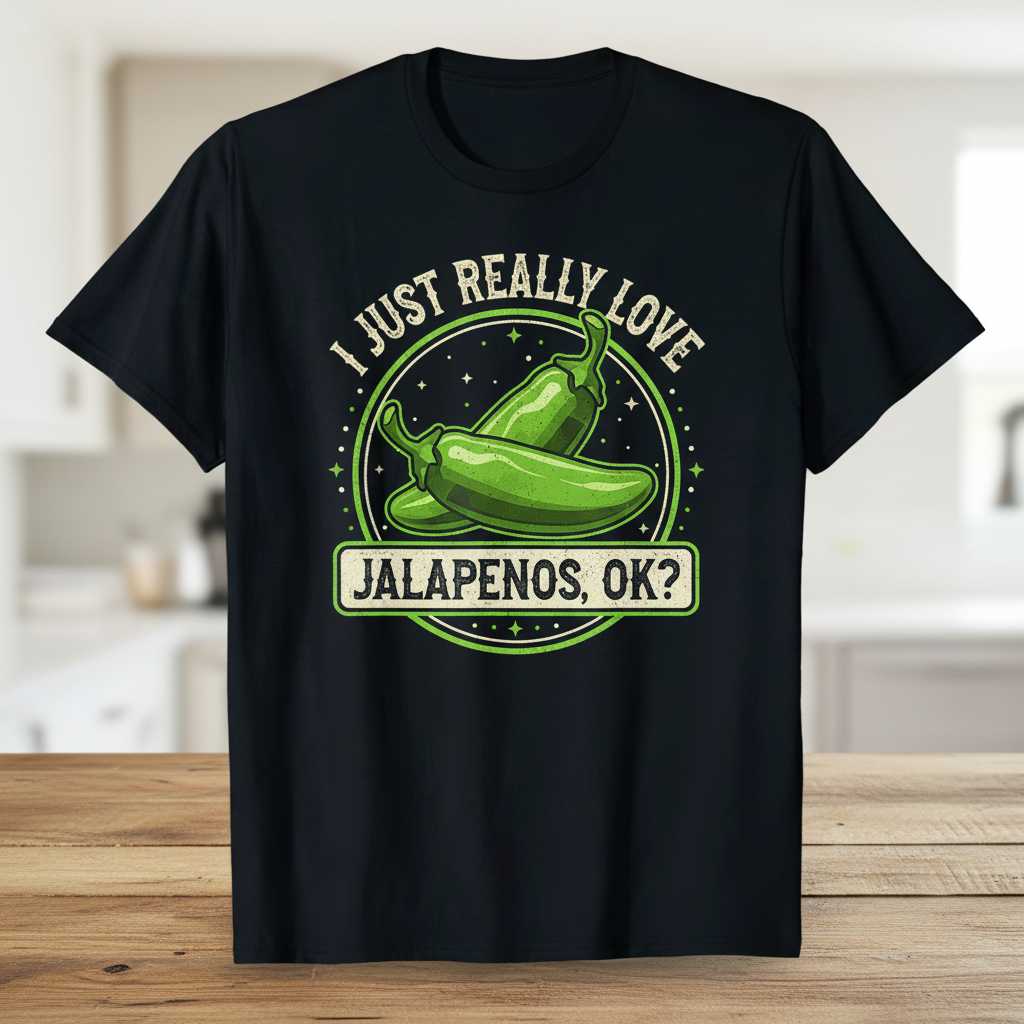 I Just Really Love Jalapenos, Ok- Retro T-Shirt, Funny Graphic Tee Idea