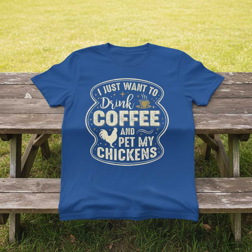 I Just Want To Drink Coffee And Pet My Chickens Vintage T-Shirt, Funny Tee