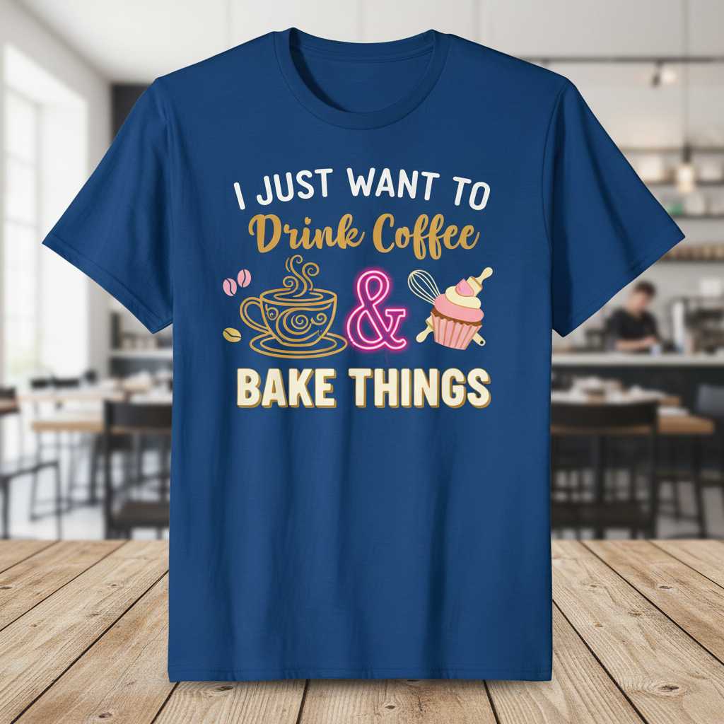 I Just Want To Drink Coffee & Bake Things Cute Graphic T-Shirt Unisex Tee