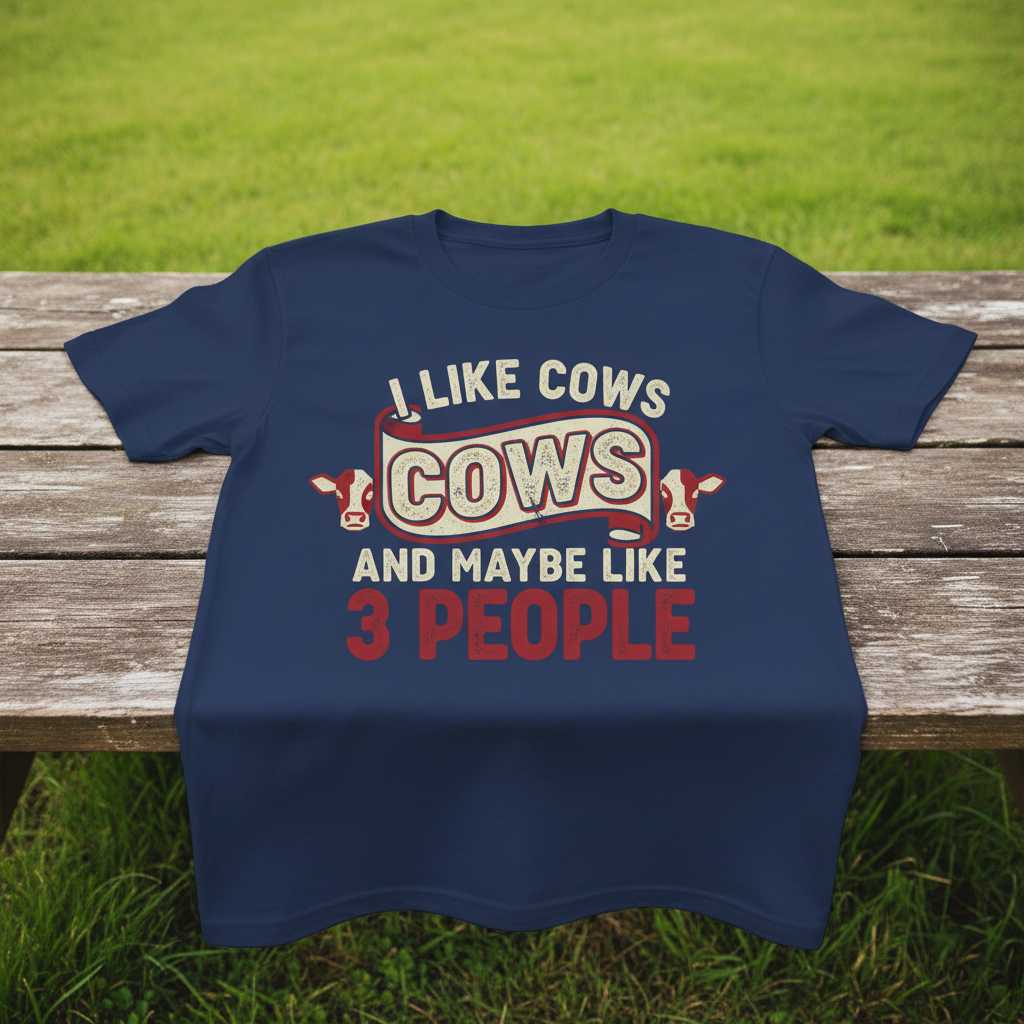 I Like Cows And Maybe Like 3 People Vintage Distressed T-Shirt Funny Tee Idea