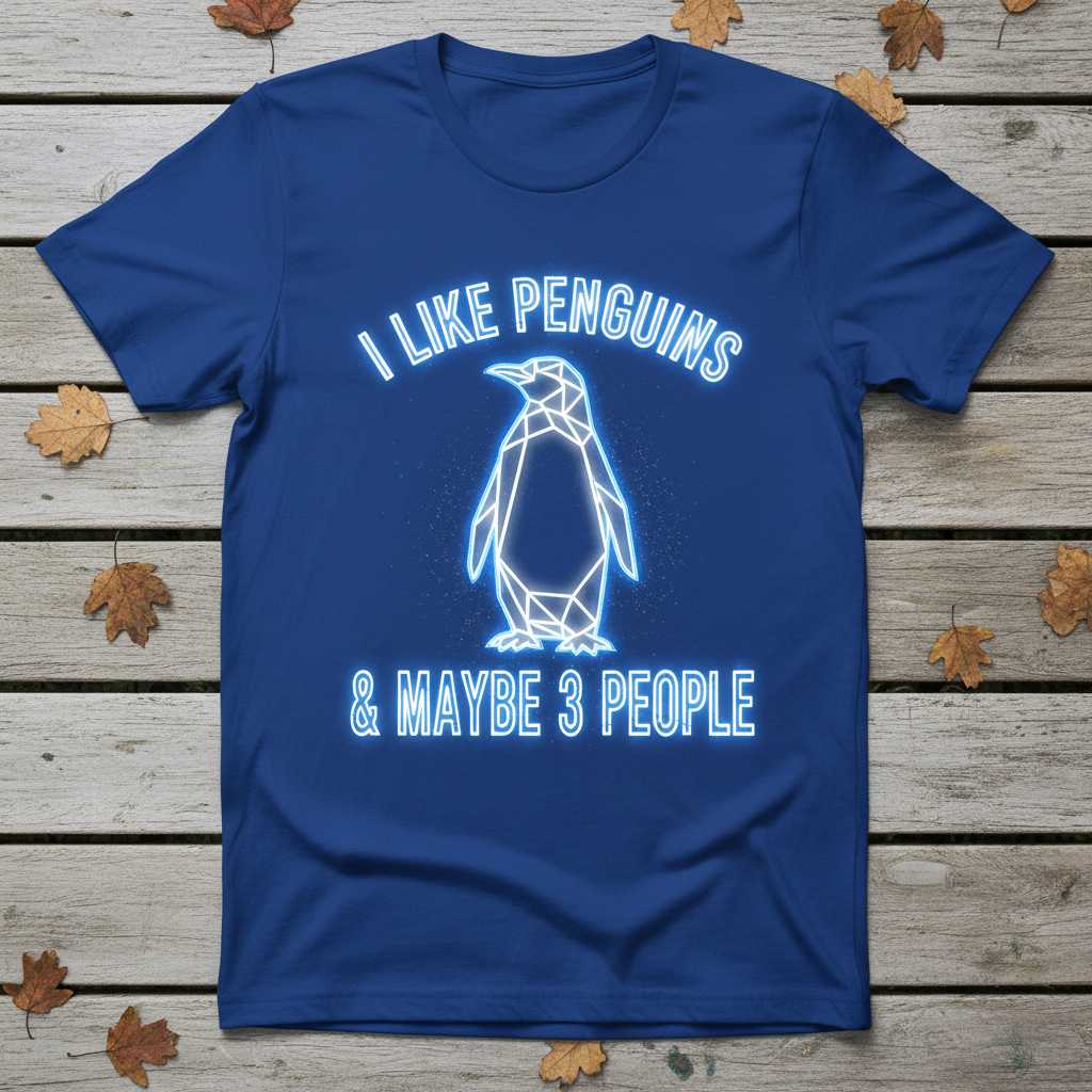 I Like Penguins & Maybe 3 People Funny T-Shirt, Graphic Introvert Tee Idea