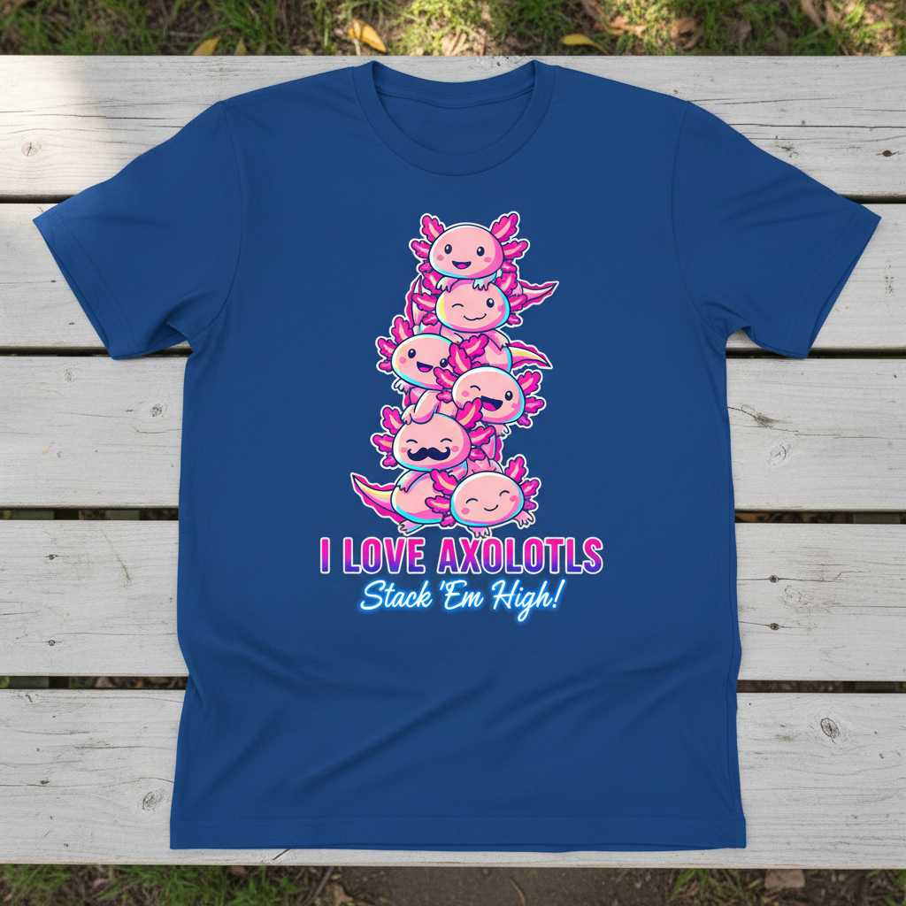I Love Axolotls Stack Em High! Cute Graphic T-Shirt, Funny Animal Tee Idea