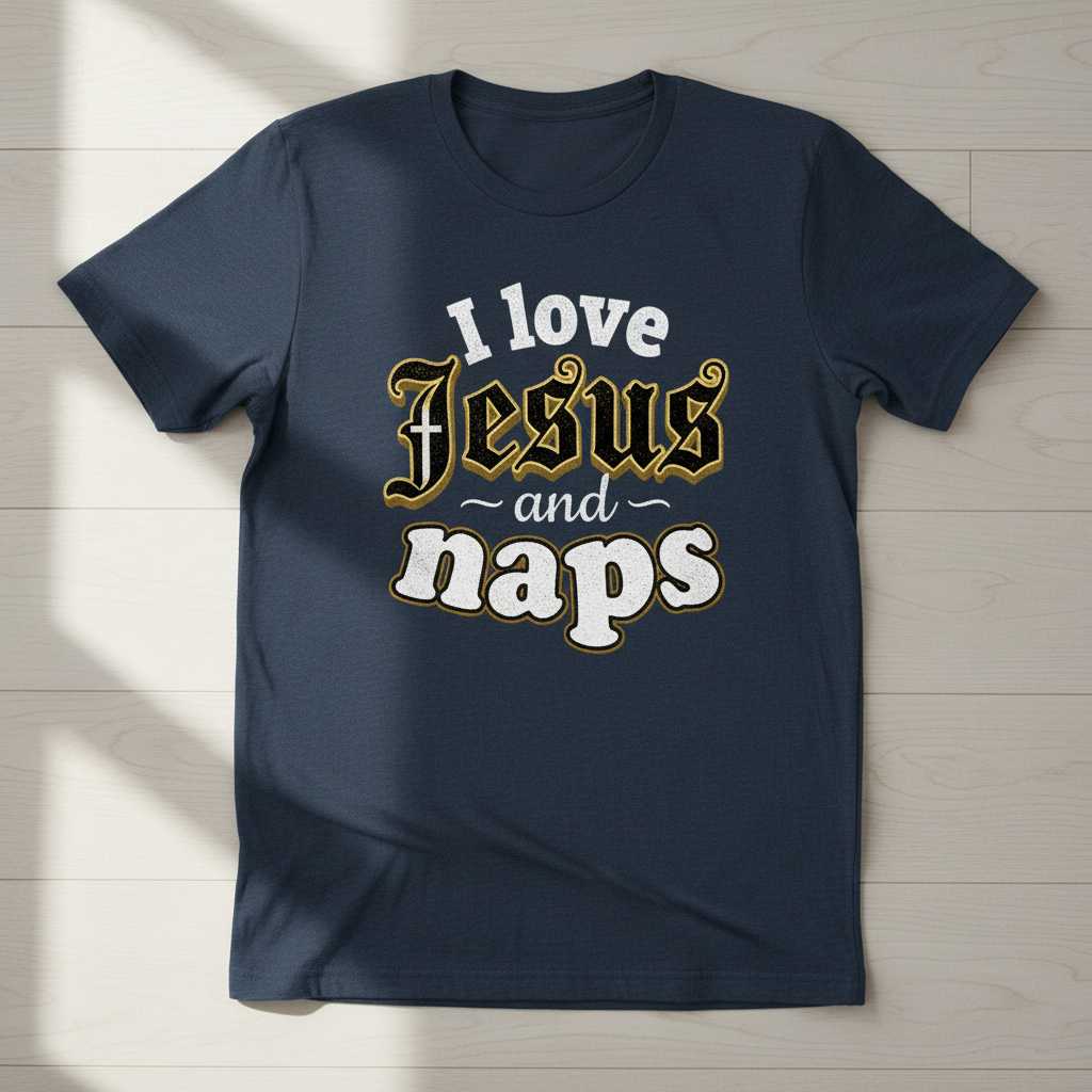 I Love Jesus and Naps Christian Cross T-Shirt Funny Tee Top Gift Idea