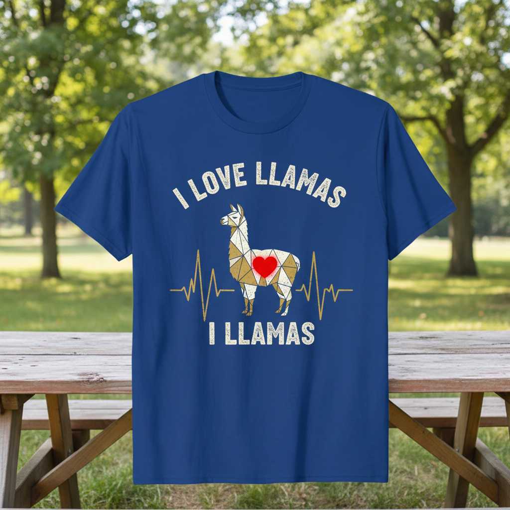 I Love Llamas I Llamas Distressed T-Shirt, Cute Heartbeat Tee Gift Idea