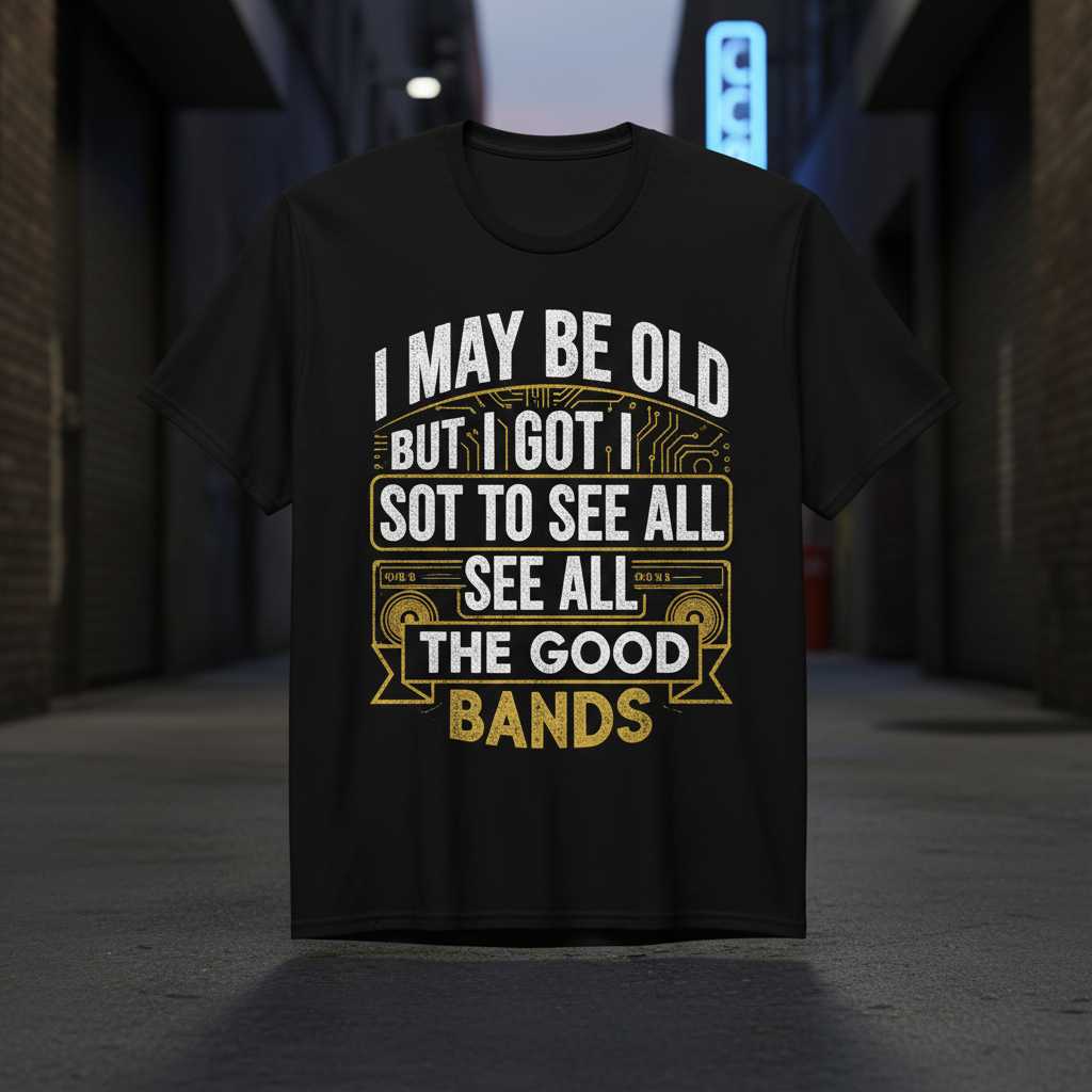 I May Be Old But I Got To See All The Good Bands Vintage T-Shirt Novelty Tee Merch