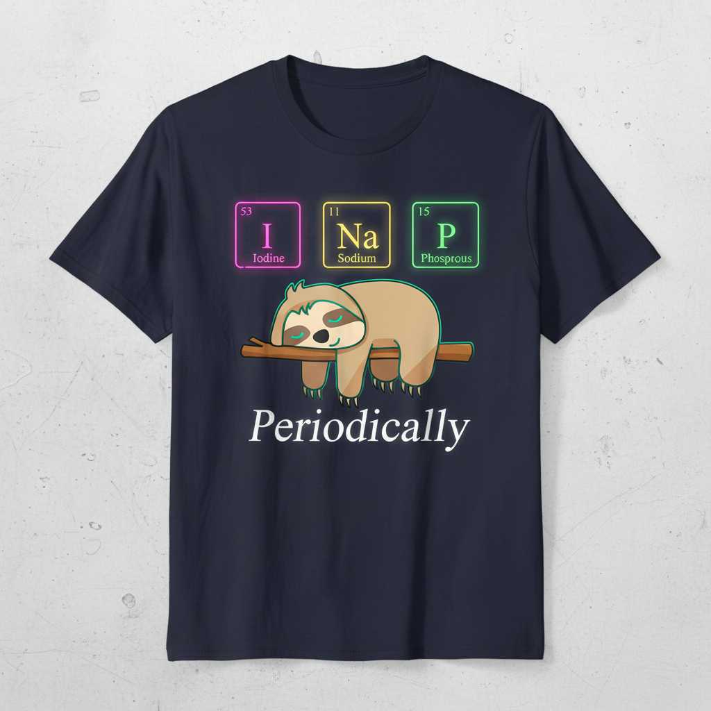 I Na P Periodically Science Sloth T-Shirt, Funny Chemistry Tee Gift Idea